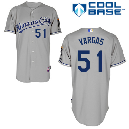 Jason Vargas #51 MLB Jersey-Kansas City Royals Men's Authentic Road Gray Cool Base Baseball Jersey